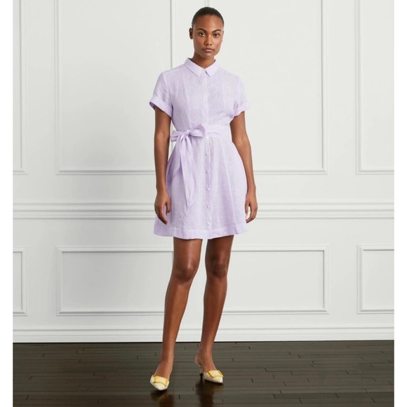 Hill House Purple A-Line Midi Dress with Cuffed Sleeves - Picture 1 of 13